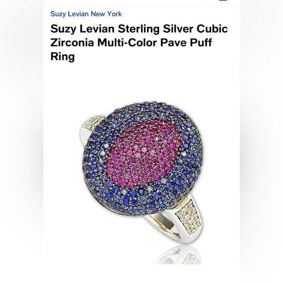 Suzy Levian Sterling Silver Cubic Zirconia Multi-Color Pave Puff Ring jewelry 🎁 - Picture 1 of 2